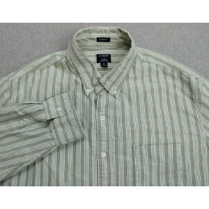 J Crew Shirt Mens XL Striped 100% Cotton Classic Fit Flex Oxford Button Down